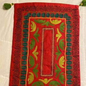 Crate & Barrel Pillow Case with green tassels